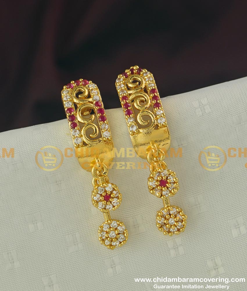 ERG302 - Latest Gold Plated AD Stone Earring Design Buy Online Shopping 