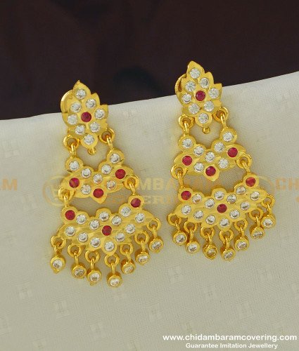 ERG320 - Impon 3 Step Real Gold Design Guarantee Earrings for Wedding