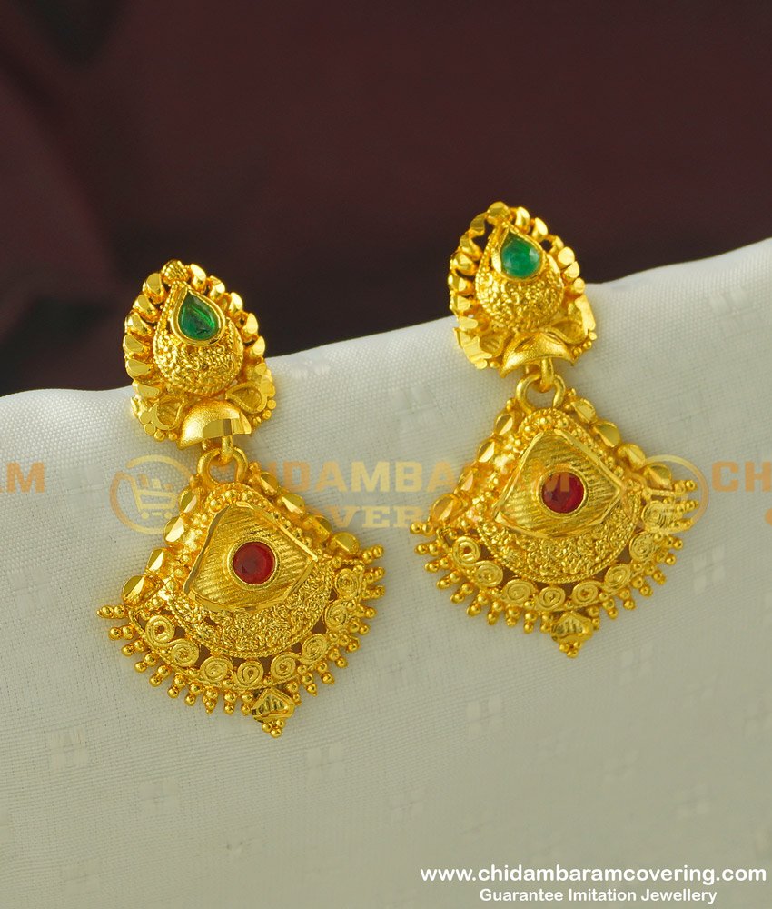 ERG327 - Trendy Gold Finish Forming Gold Inspired Stone Earrings for Women