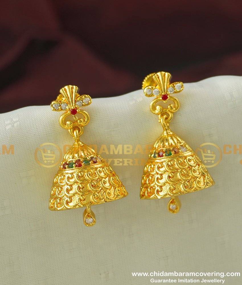 ERG346 - Trendy One Gram Gold Fancy CZ Jimiki Earring Jewellery Buy Online