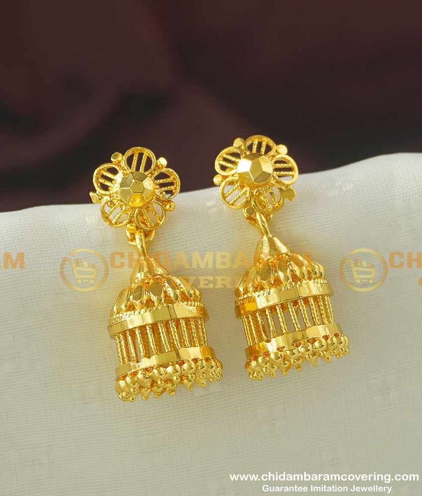 ERG357 - Traditional Gold Design Guarantee Jhumka Earring Design Online