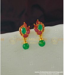 ERG366 - Semi Precious Ruby Emerald Designer Stud Earring for Ladies 
