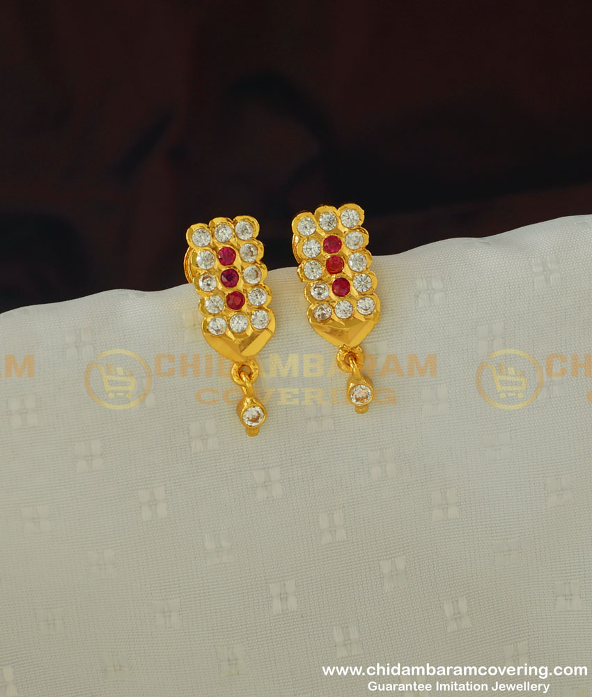 ERG386 - Simple Impon Daily Wear Earring Stud One Gram Gold Earrings Online