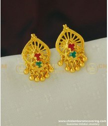 ERG392 - Gold Look Ruby and Emerald Stone Earrings Design Guarantee Jewellery Buy Online