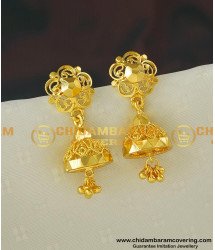 ERG406 - New Daily Wear Gold Plated Plain Gold Design Jhumkas for Women
