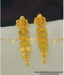 ERG412 - Fashion Gold Earring Design One Gram Gold Leaf Dangle Earrings Design for Girls