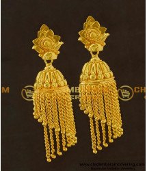 ERG419 - First Quality Gold Design Hanging Chain Jhumka Earing One Gram Gold Jewellery Buy Online