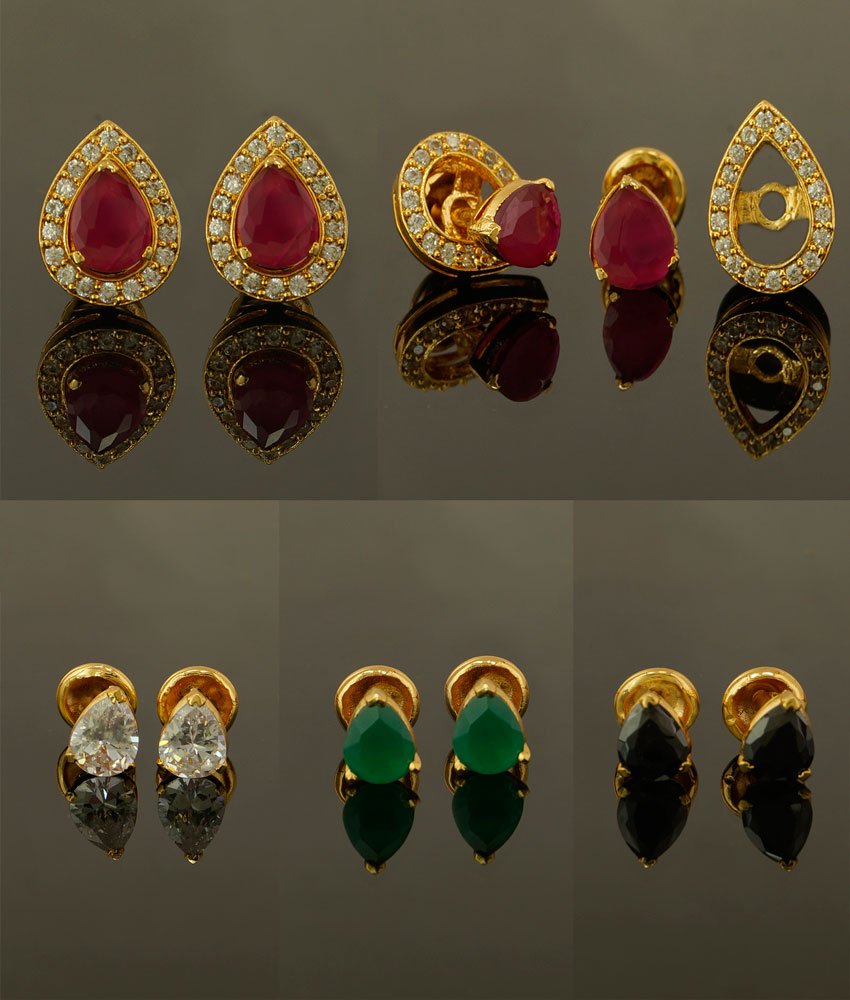 ERG427 - Trendy High Quality Inter Changeable 4 Colour Stone Studs Guaranteed Earrings for Girls 