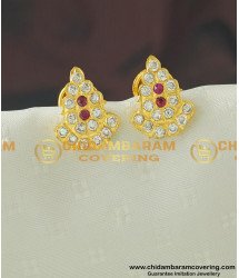 ERG428 - Impon AD Stone Daily Wear Stud Designs One Gram Gold Earrings Online