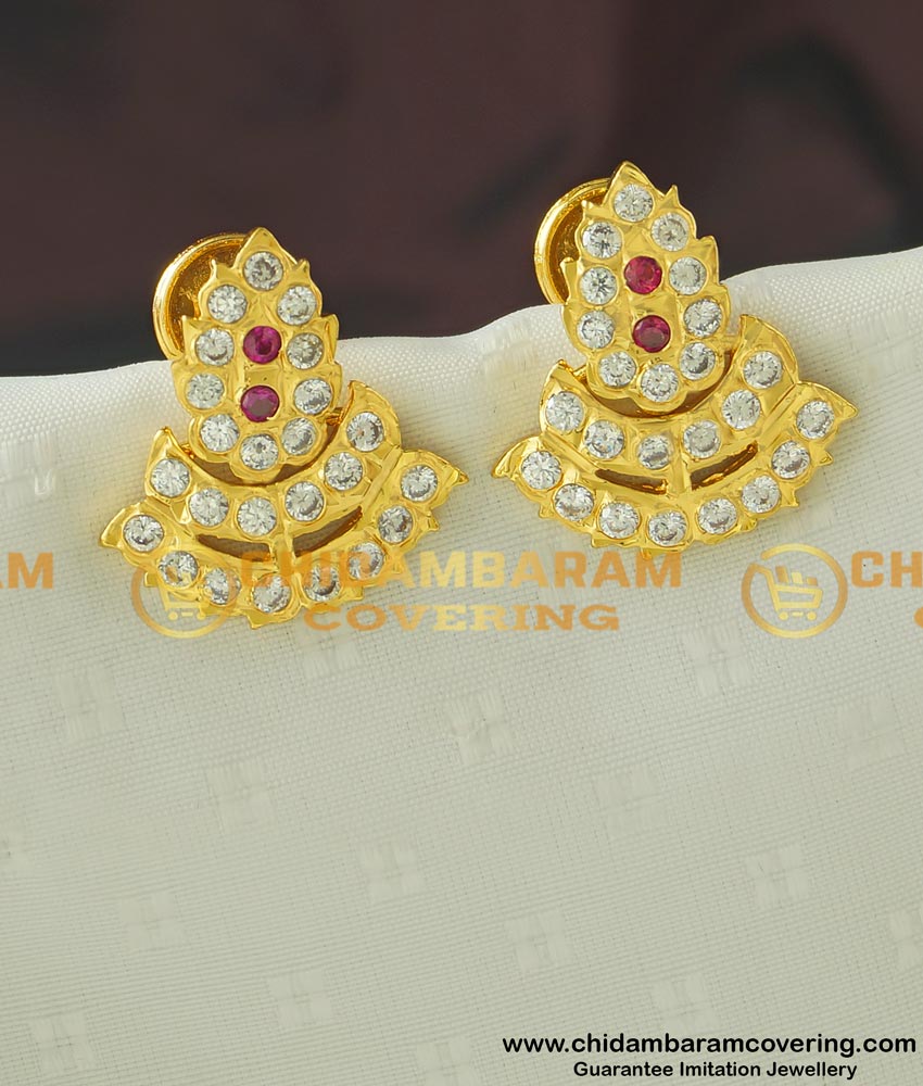 ERG431 - Traditional Impon Stone Earring Gold Design Indian Earrings for Women  
