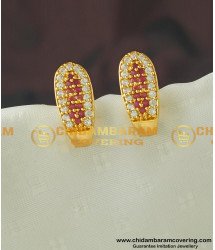 ERG437 - Beautiful Gold Stone Stud Design J Shape Earring Online