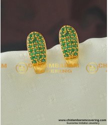 ERG438 - Stylish Emerald Green Stone Stud Design J Shape Earring for Girls