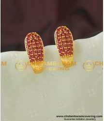 ERG439 - Trendy Ruby Stone One Gram Gold Stud Design J Model Earring for Women