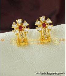 ERG440 - Unique Pattern Flower Shape Earring AD Stone Earrings Gold Design Stud Design Online