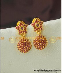 Erg442- Unique Collection Full Ruby Stone One Gram Gold Party Wear Jhumkas Type Online