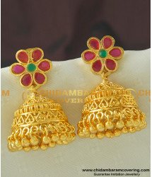 ERG445 - Buy Attractive Flower Design Bridal Heavy Gold Plated Stone Jhumkas Wedding Jhumkas Earring Online Shopping