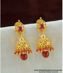 ERG459 - New Arrival Gold Design Stone and Beads Jhumkas Earing One Gram Gold Jewellery