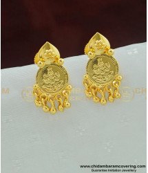 ERG462 - Gold Plated Small Size Lakshmi Devi coin Plain Ear Studs Buy Online 