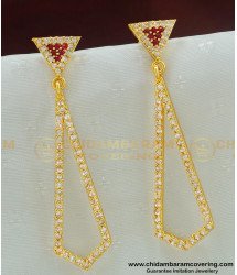 ERG479 - Unique American Diamond Designer Long Gold Plated Earring For Modern Girls