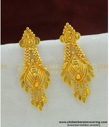 ERG498 - Beautiful Design Gold Covering Long Dangle Earrings Designs for Women