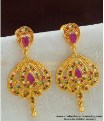 ERG504 - Latest Fashion Bridal Wear Ad Atone Earring Gold Plated Dangle Online
