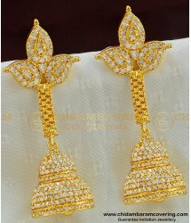 ERG505 - Diamond Look Very Grand Ad Stone Party Wear High Quality Long Jhumka Earring 
