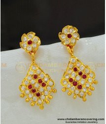 ERG514 - Unique New Design One Gram Gold Impon Ad Stone Long Earrings Buy Online
