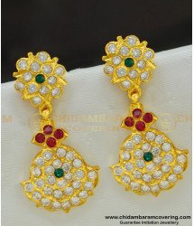 ERG515 - Stunning Gold Multi Stone Big Danglers Gold Plated Impon Earring Design 