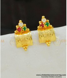 ERG525 - Latest Kerala Pattern Multi Stone Lakshmi Earring Design Gold Style Stud Online