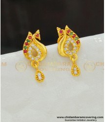 ERG526 - New Model Peacock Design Multi Stone One Gram Gold Plated Stud Earrings 