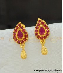 ERG531 - Unique Daily Wear Mango Design Full Ruby Stone Earring Buy Indian Jewellery Online