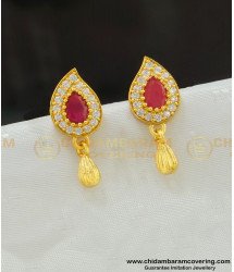 ERG532 - Attractive Real Gold Design Ad Stone Mango Shape Earring Buy Indian Jewellery Online