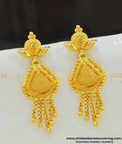 ERG540 - New Style Gold Covering Net Type Dangle Earrings Designs for Girls