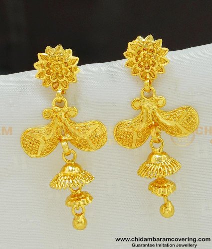 ERG543 - New Mango Design One Gram Gold Dangler Earrings for Girls