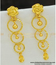 ERG545 - Gold Style Plain Gold Plated Long Dangler Earrings For Modern Girls