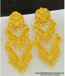 ERG546 - Traditional Gold Design Double Layer Bridal Wear Big Dangler Earrings Online