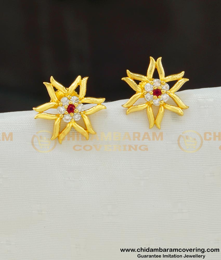 ERG551 - 1 gram gold fashionable earring collection flower design studs Online