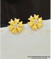 ERG552 - American Diamond Micro Gold Plated Flower Design Studs Earring for Female