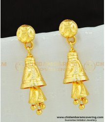 ERG561 - Latest Gold Plated Double Layer Cone Shape Long Dangle Earrings Designs 