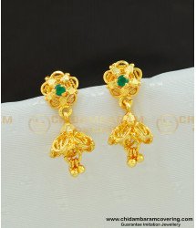 ERG564 - Little Flower Emerald Stone Jhumkas Gold Plated Earring for Kids