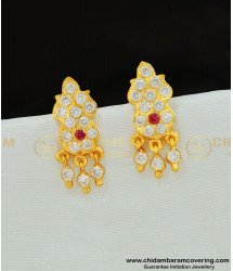 ERG574 - Five Metal Stone Earring Stud Designs with Hanging Stone Drops Earrings Online