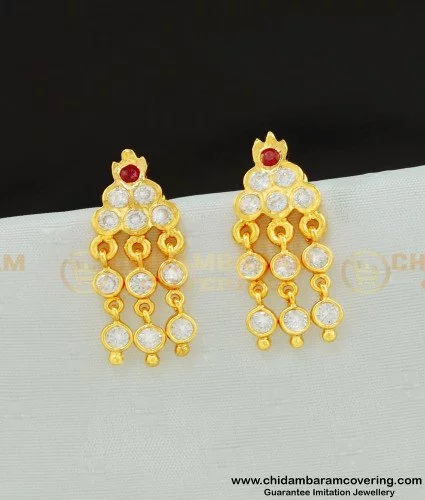 Buy Impon Real Gold Earring Flower Design One Gram Gold Five Metal ...