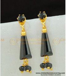 ERG581 - Stylish Gold Plated Handmade Black Crystal Dangler for Girls