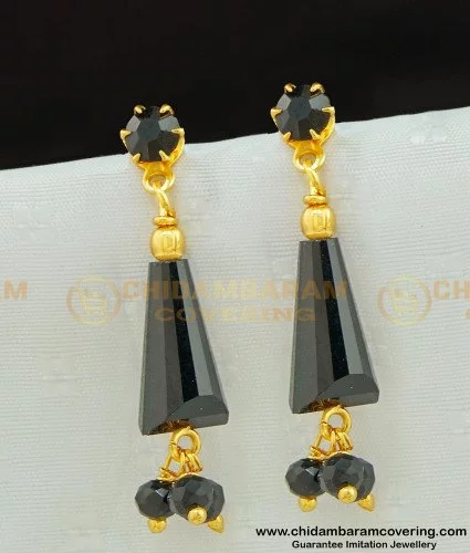 18k Yellow Gold, Tahitian Pearl and 0.08 Carat Diamond Earrings – Brilliant Fancy  Long Earrings | Yael Sonia