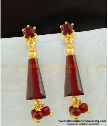 ERG582 - Beautiful Cone Type Maroon Stone Crystal Earring Imitation Jewellery 