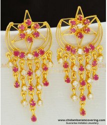 ERG583 - Grand Look Bridal Wear American Diamond Designer Long Gold Plated Earring Online