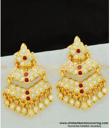 ERG584 - Impon Double Layer Real Gold Like Guarantee Stone Big Size Earrings