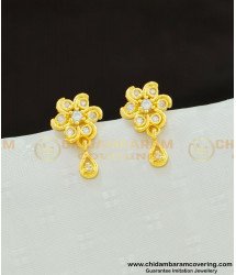 ERG590 - Cute Small Flower Design White Stone Stud Earrings for Girls 
