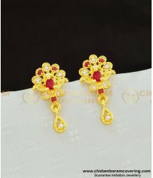 ERG592 - Attractive Floral Design Ad Stone Studs One Gram Gold Plated Earrings
