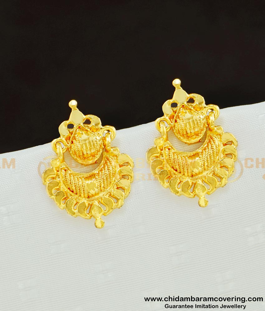 ERG606 - Beautiful Daily Wear Kerala Pattern Medium Size Studs Imitation Jewelry